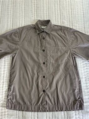 Dries Van Noten Taupe Button-Front Lightweight Button Down Shirt, Small